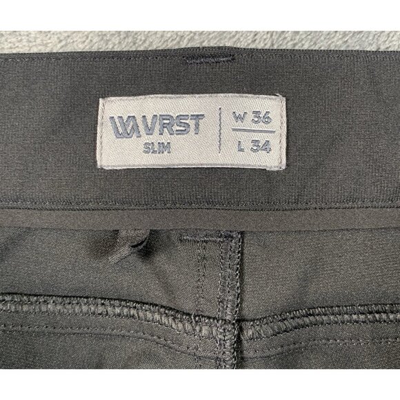 VRST Chino Pants Mens 36x34 Black Polyester Stretch Slim Fit Golf Wear Travel - Picture 4 of 8